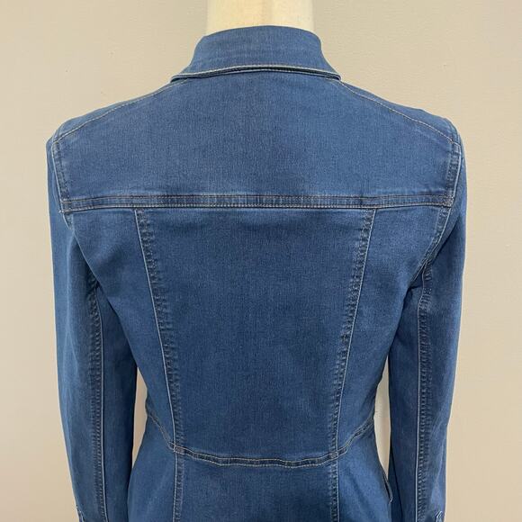 Free People Jean Dynamite Mini Dress Long Sleeve Stretch Denim Blue Women's M - Picture 13 of 16